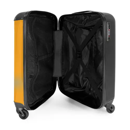 Bruine auto met gele vlammen Koffer - NBS - Handbagage middel -binnenkant