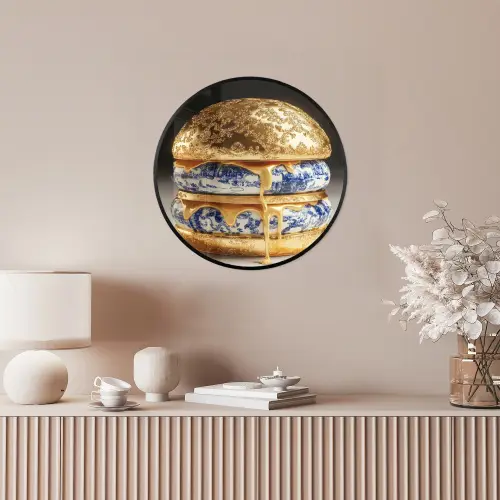 Delftsblauw - Goud - Burger Fotolijst rond zonder passe partout klein -sfeer3
