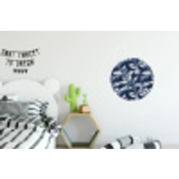 Botanisch - Patroon - Blauw Wandcirkel aluminium klein 190 -kinderkamer