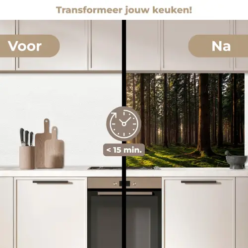 Bos - Gras - Zonlicht keuken achterwand 2 middel -voor-na2_NL