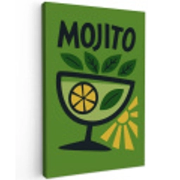 Mojito - Cocktail - Citroen - Groen Tuinposter op houten frame 2 cm dik klein -3d