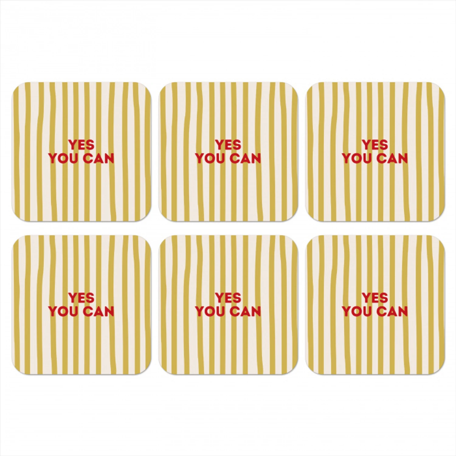 Strepen - Abstract - Yes you can - Rood onderzetter kurk middel -3d