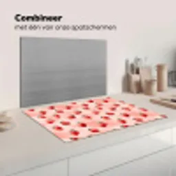Aardbei - Patroon - Roze Inductie beschermer vinyl 3mm klein 276 -wsfeer7_website
