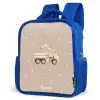 Gele kiepwagen met stenen en stippenpatroon Kinderrugzak - Blauw middel -schuin