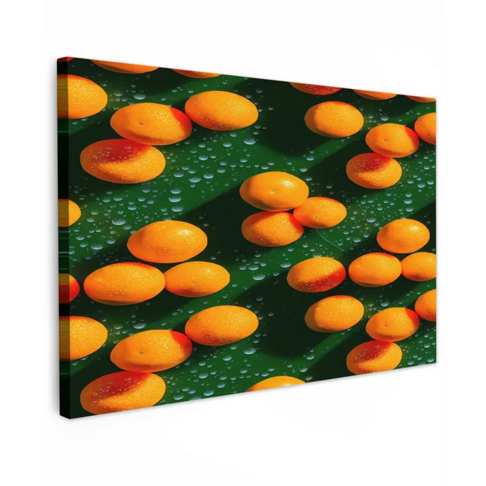 Mandarijn - Oranje - Druppels - Groen Tuinposter op houten frame 2 cm dik klein 845 -3d