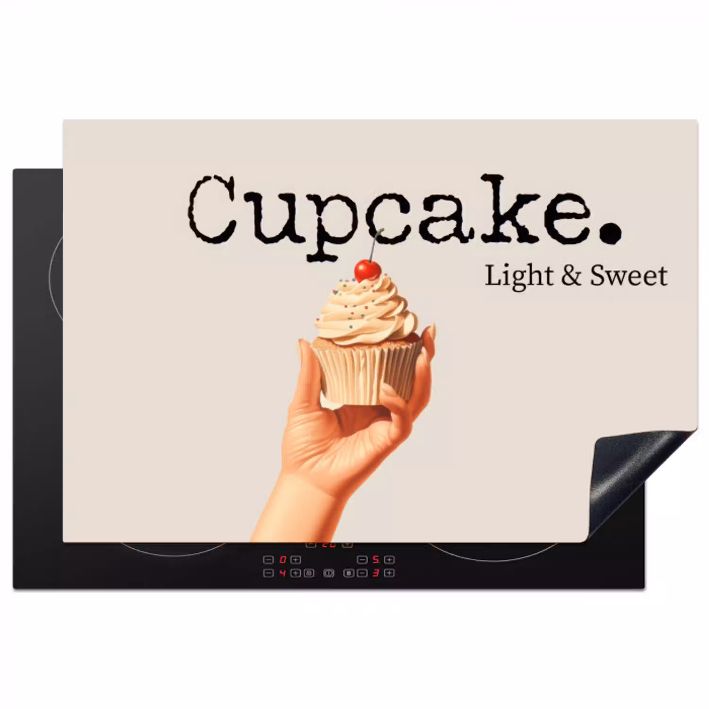 Cupcake - Zoet - Kers Inductie beschermer vinyl 3mm klein -3d
