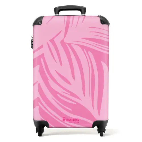 Grote bladeren in verschillende tinten roze NBS - Handbagage koffer - Unisex middel -productfoto_recht