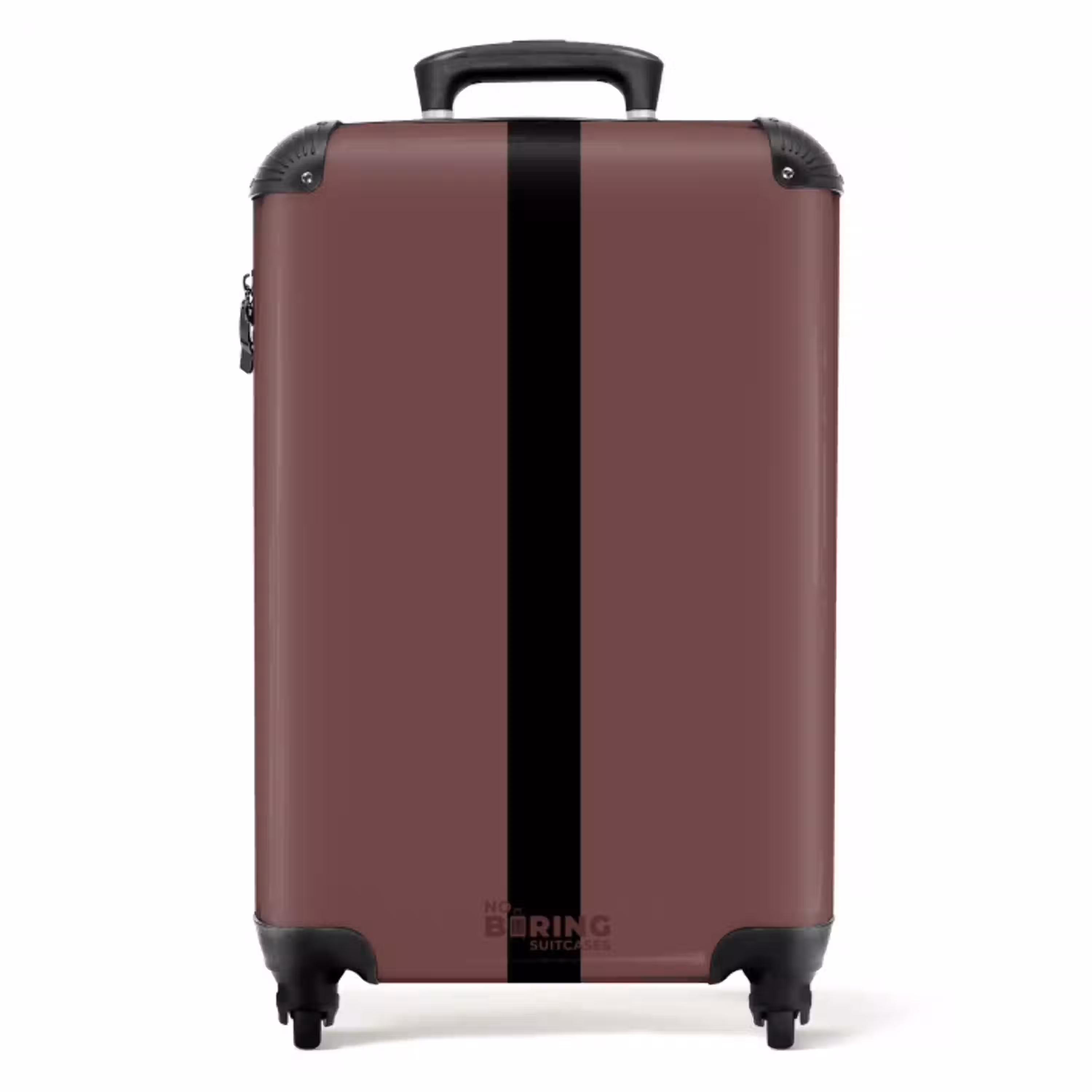 Minimal - Kastanjebruin met zwarte streep NBS - Handbagage koffer - Unisex middel -productfoto_recht