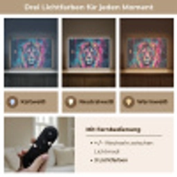 Leeuw - Verf - Kleurrijk - Zwart - Dieren Light Box met batterij (Wandlamp) middel -USP_lichtkleurDE