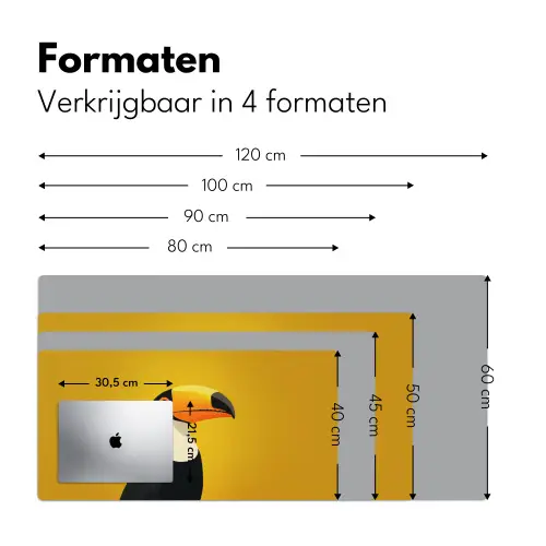 Toekan - Minimalistisch - Snavel - Oranje Muismat XXL klein -sfeer5