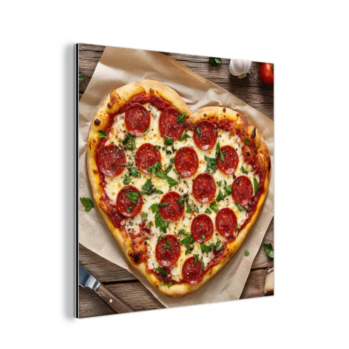 Pizza - Hart - Pepperoni - Tomaat aluminium wit klein -3d