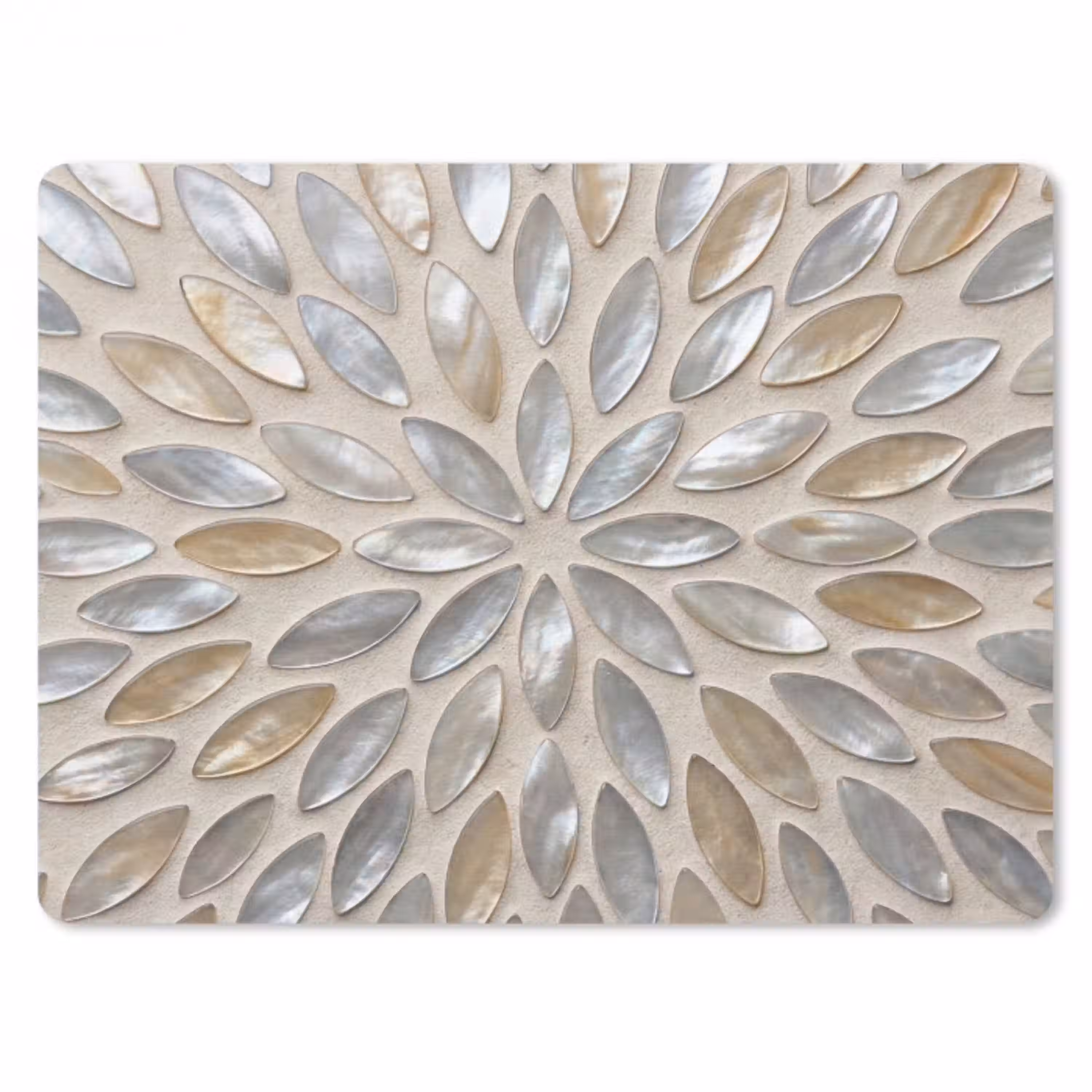 Patroon - Ovaal - Glanzend - Abstract - Beige muismat rubber klein -3d