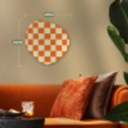 Schaak - Patroon - Oranje Wandcirkel Organisch Forex 3mm klein 629 -sfeer3