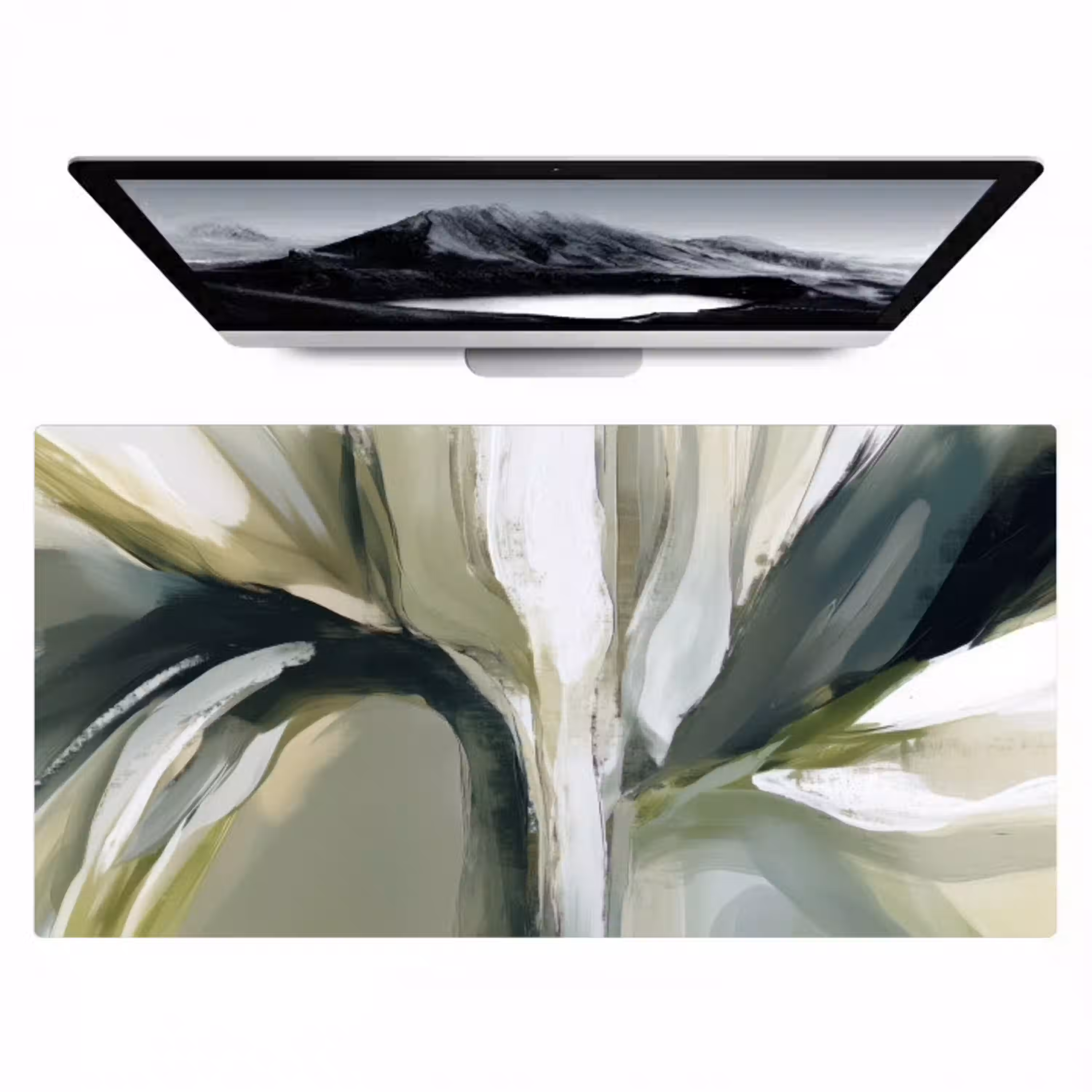 Natuur - Abstract - Groen - Penseelstreken Muismat XXL klein -zzz3d