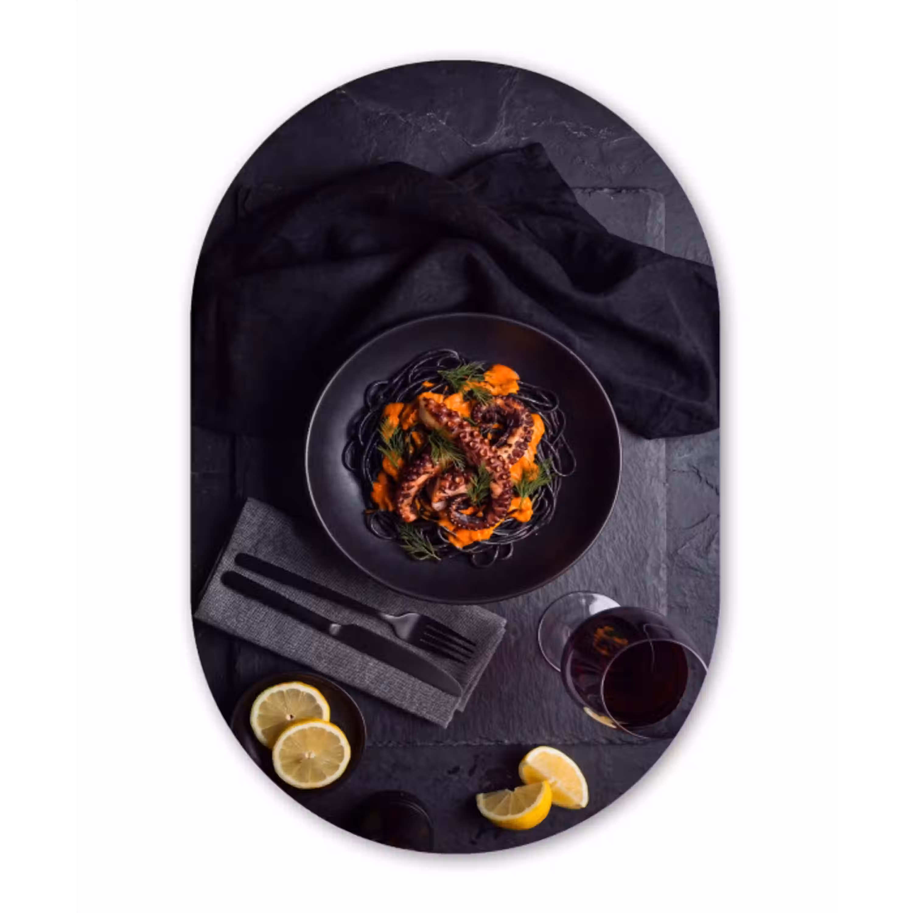 Eten - Octopus - Modern Wandcirkel Ovaal Glas middel -3d