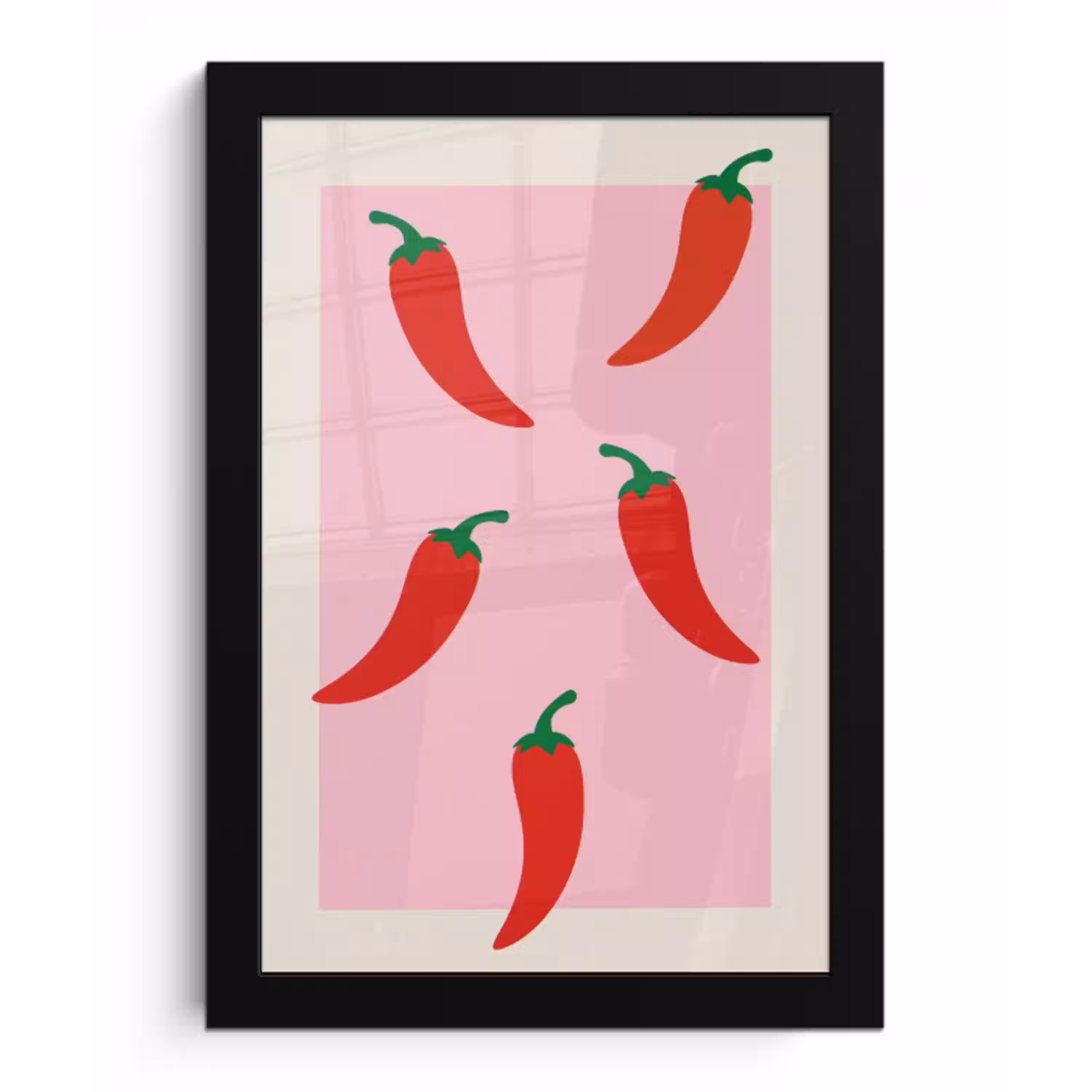 Pepers - Rood - Illustratie fotolijst zwart zonder passe partout klein -3d