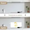 Lijntekening - Bloemen - Geel - Vaas keuken achterwand spatscherm klein -voor_na_FR