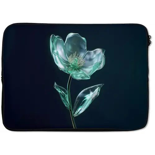 Bladeren - Bloem - Glazen - Donkerblauw laptophoes neopreen klein -zkaufland3dotto