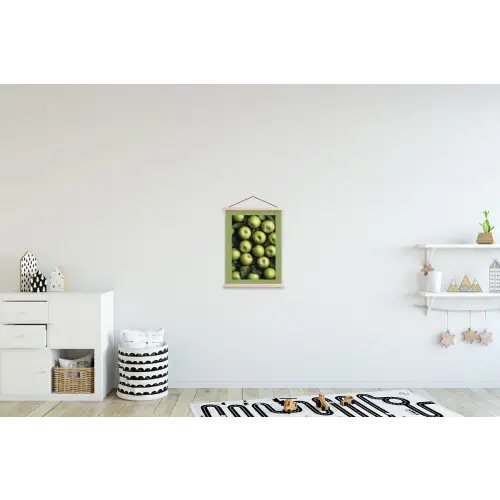 Appels - Groen - bladeren textielposter latten blank klein -kinderkamer