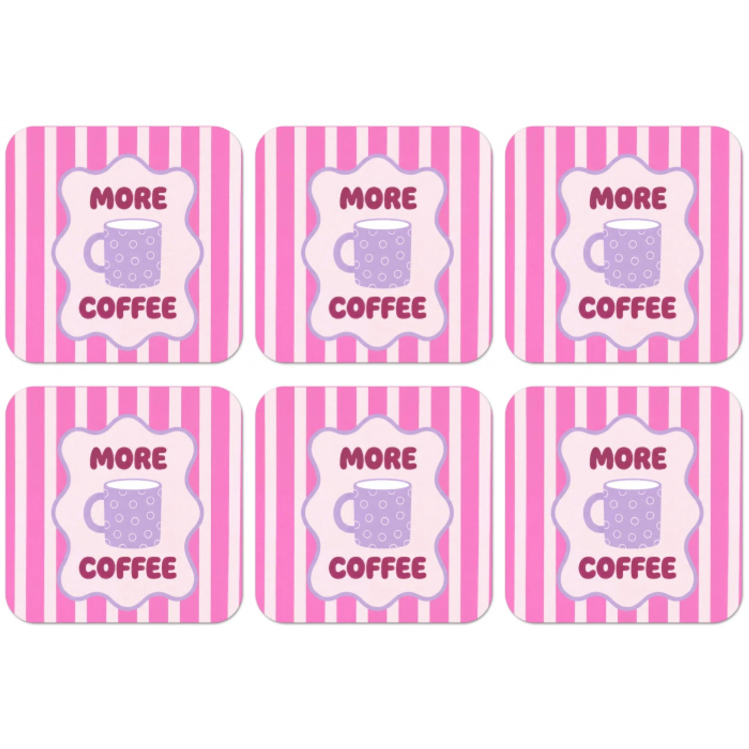 More coffee - Roze - Paars - Strepen - Mok onderzetter kurk middel -zkaufland3dotto