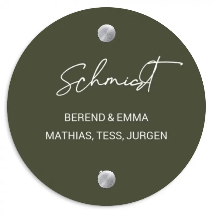 Donkergroen - Sierlijk Naambord Rond klein -3d