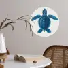 Schildpad - Blauw - Schild Wandcirkel behangsticker klein -sfeer3