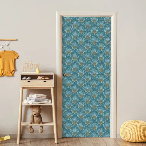 Symmetrisch - Patroon - Blauw deurposter klein 289 -sfeer4