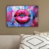 Graffiti - Lippen - Felroze - Geschilderd canvas 2cm klein -sfeer3