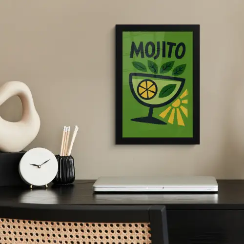 Mojito - Cocktail - Citroen - Groen fotolijst zwart zonder passe partout klein -sfeer1