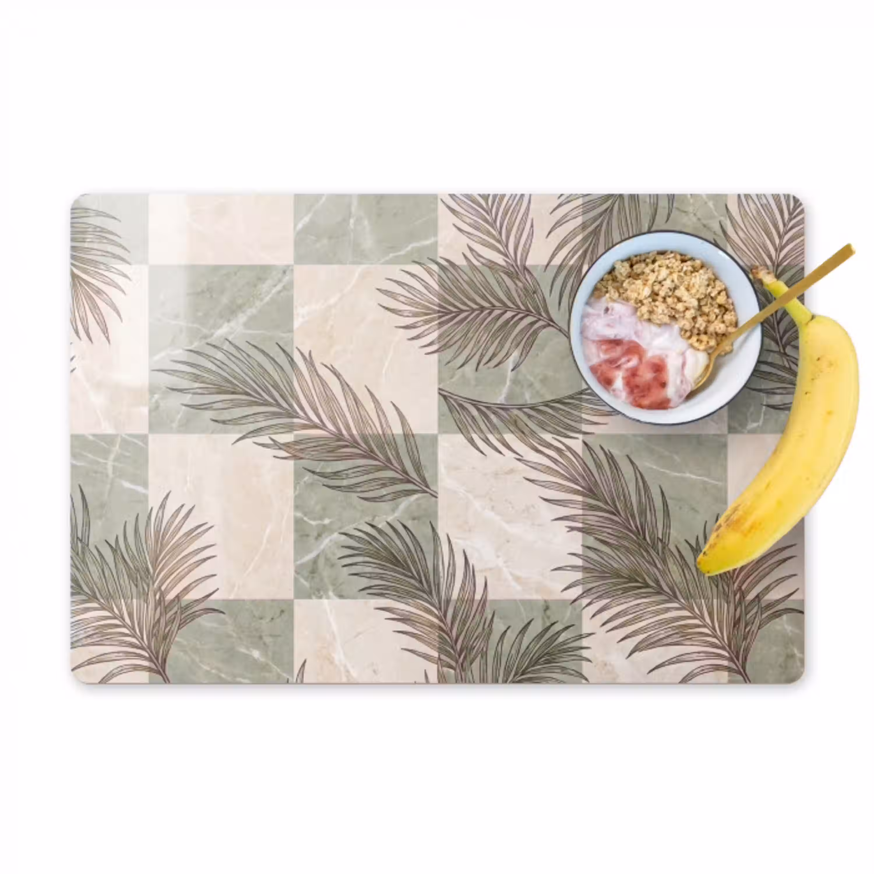 Planten - Bladeren - Marmer - Modern - Groen Placemat vinyl groot -zzzproduct_Kitchenyeah-website