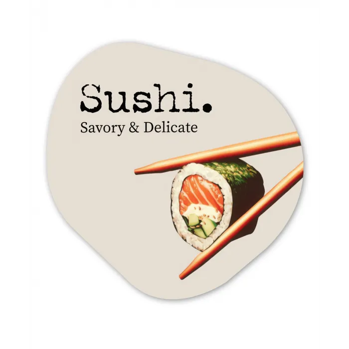 Sushi - Zalm - Rijst - Japans Wandcirkel Organisch Plexiglas middel -3d