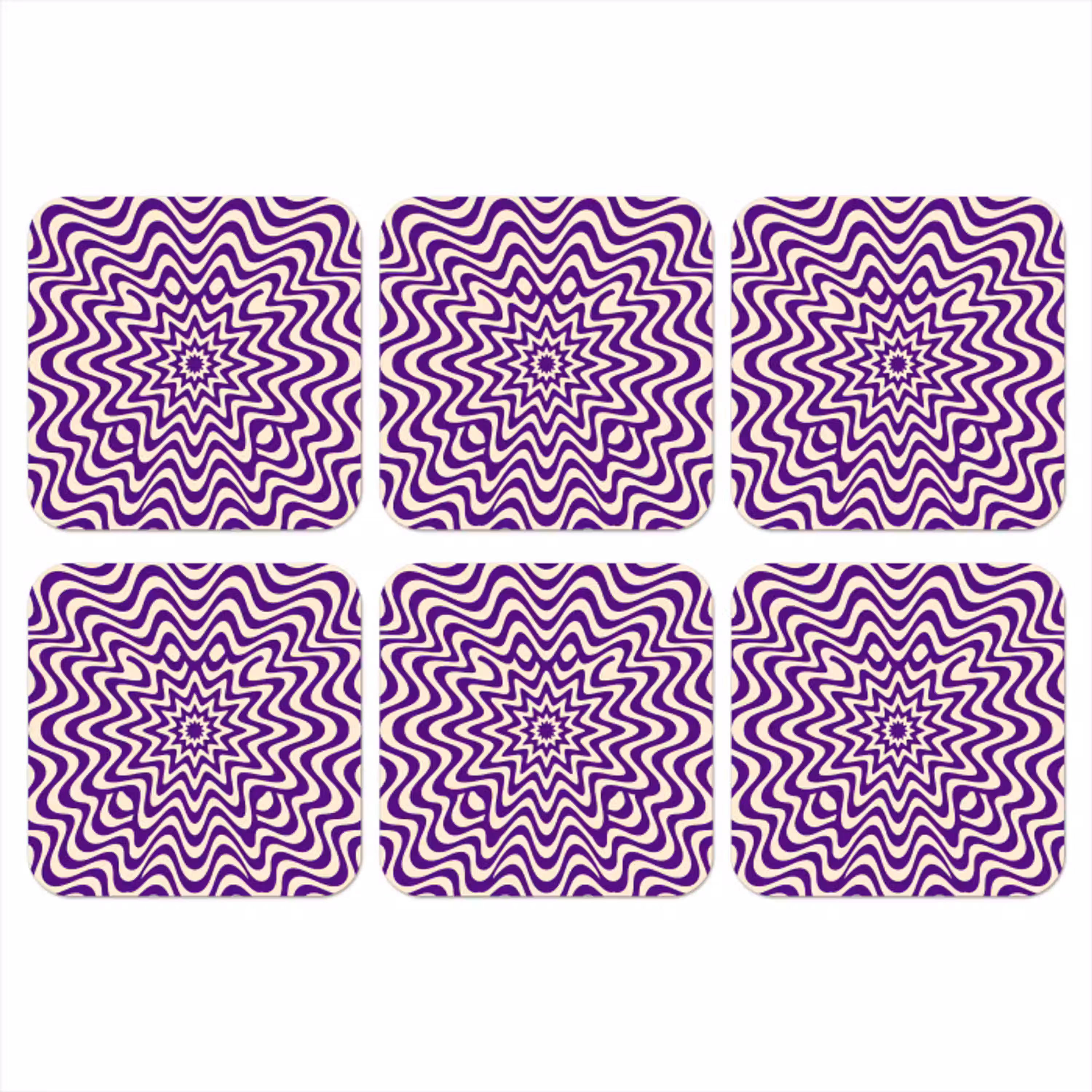 Abstract - Golven - Optisch - Modern - Paars onderzetter kurk middel -3d