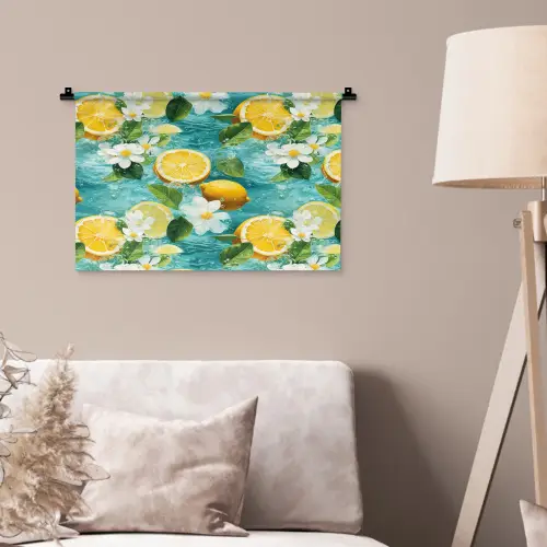 Citroen - Bloemen - Bruisend - Water Wandkleed katoen klein 269 -sfeer4
