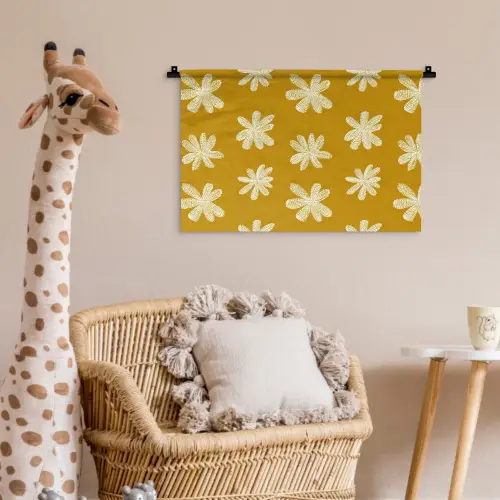 Bloem - Speels - Okergeel Wandkleed katoen klein 269 -wsfeer5_kind
