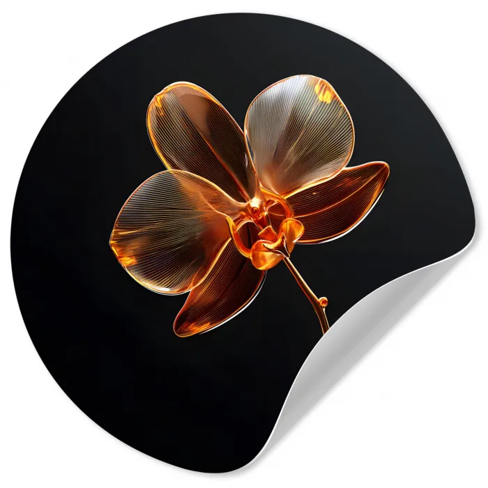 Orchidee - Doorzichtig - Bloem Wandcirkel behangsticker klein -3d