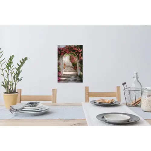 Doorkijk - Rozen - Vintage - Poort Muursticker klein -eettafel