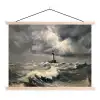 Vuurtoren - Golven - Storm textielposter latten blank klein -3d