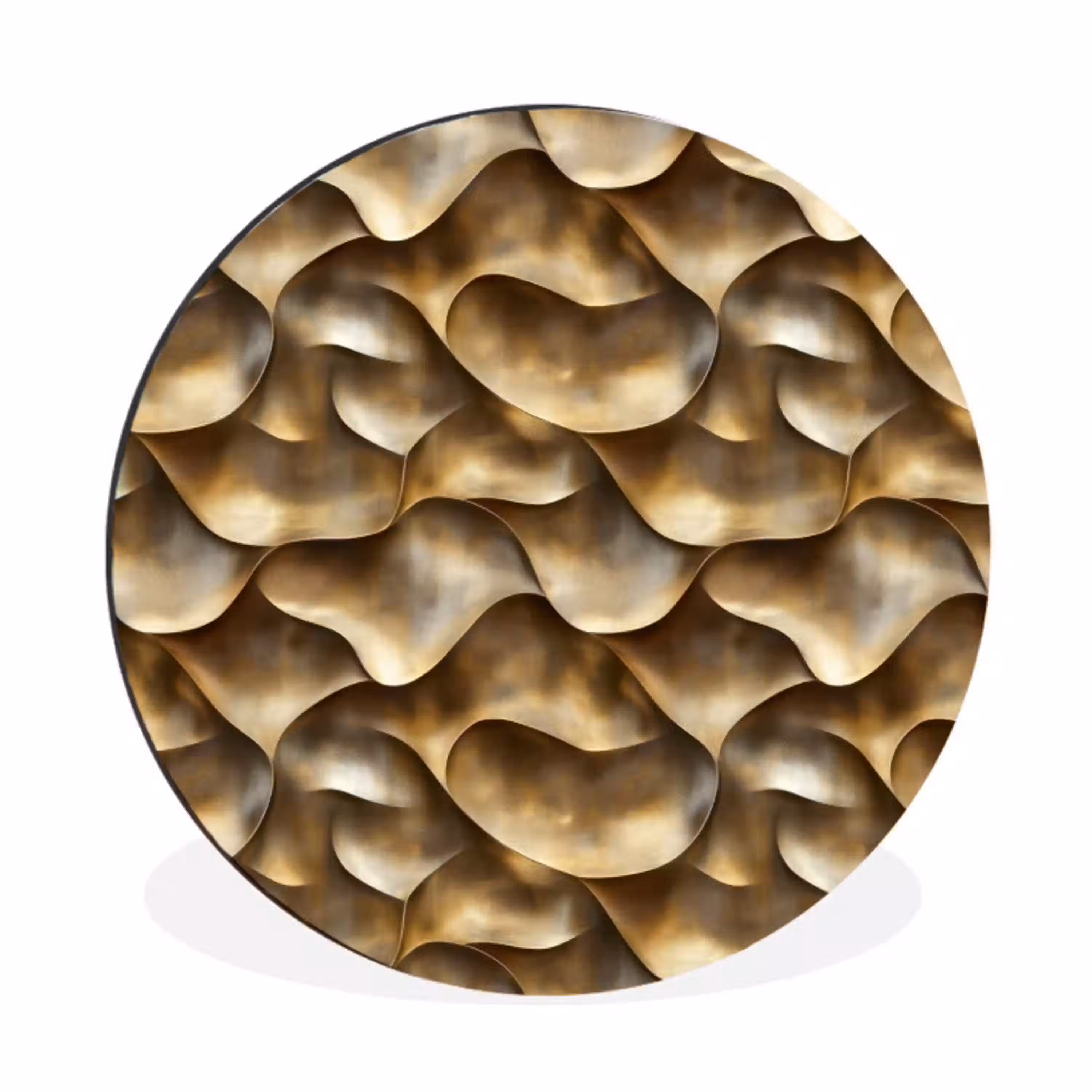 Abstract - Antiek - Goud Wandcirkel aluminium klein 190 -3d