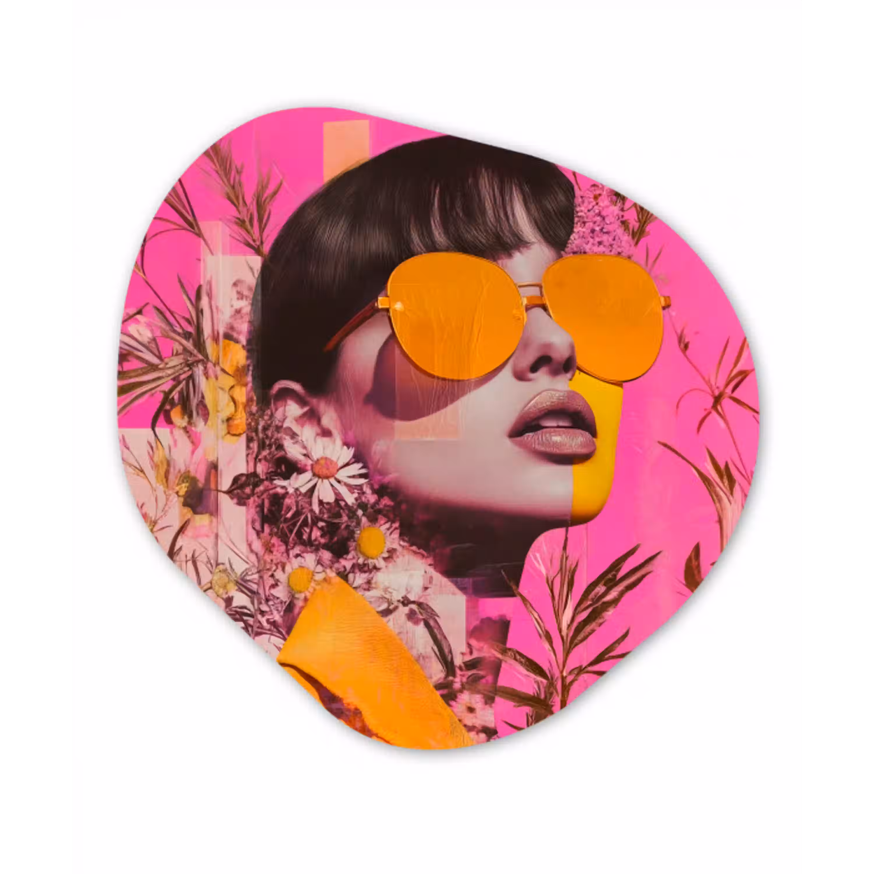 Zonnebril - Oranje - Vrouw - Planten Wandcirkel Organisch Aluminium middel -3d