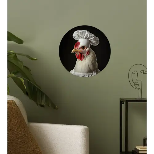 Kok - Rood - Kip Wandcirkel behangsticker klein -sfeer2