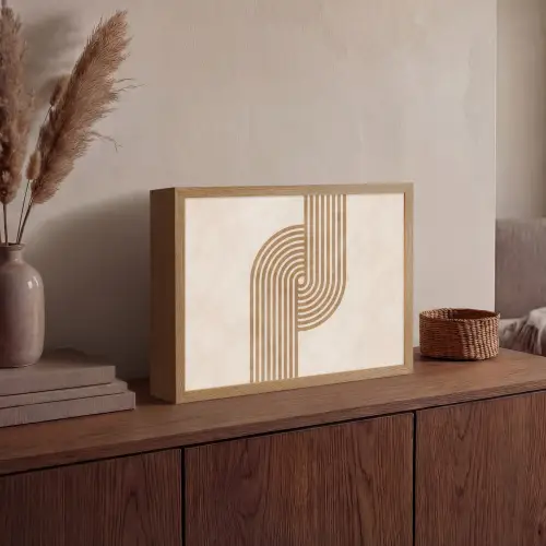 Symmetrische bocht - Koperkleurig Light Box met batterij (Wandlamp) middel -sfeer2