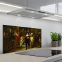 De Nachtwacht - Rembrandt van Rijn keuken achterwand spatscherm middel -3d_schuin