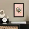 Margrieten - Boeket - Strikje - Roze fotolijst zwart zonder passe partout klein -sfeer1