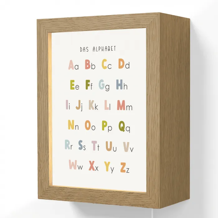 Educatief - Alfabet leren - Kleurrijk - Wit - Letters Light Box met kabel (Wandlamp kind) klein -3d