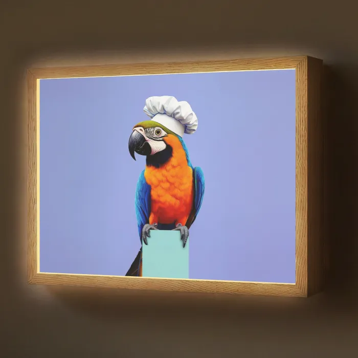 Papegaai - Koksmuts - Vogel - Leuk Light Box met batterij (Wandlamp) middel -z3d_website