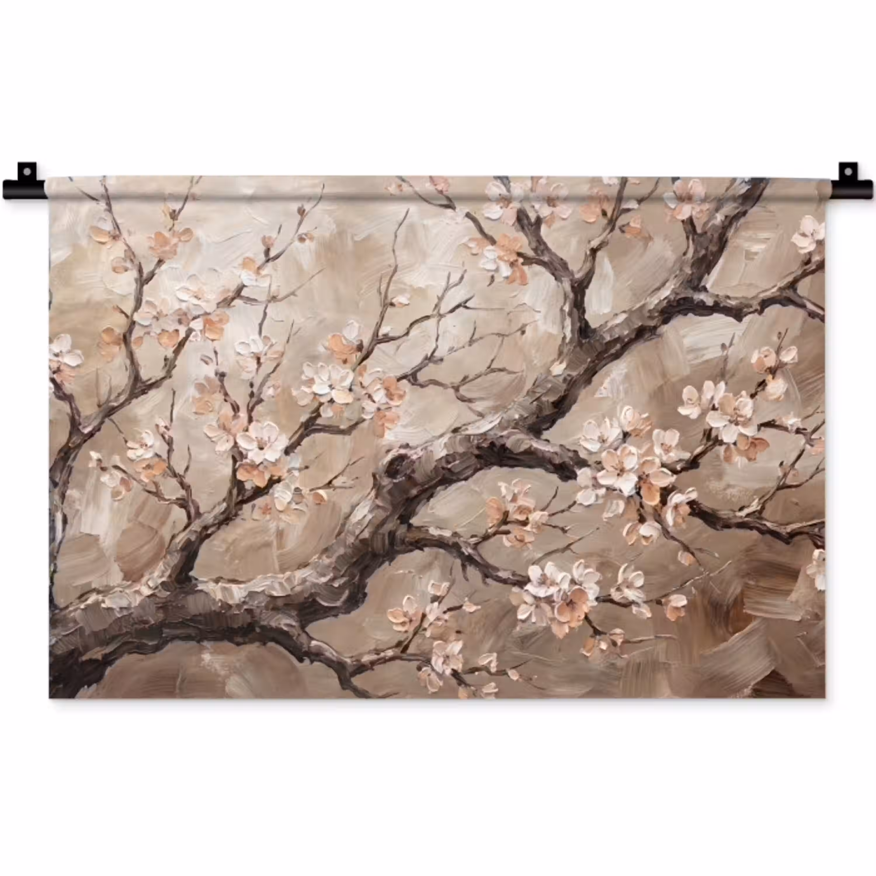 Bloesem - Takken - Schilderij - Beige - Serene Wandkleed katoen klein -zz3d