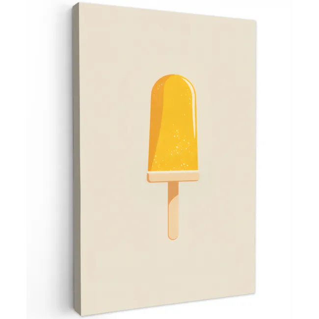 Oranje - Stokje - Waterijsje Tuinposter op houten frame 2 cm dik klein -3d