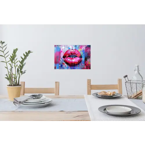 Graffiti - Lippen - Felroze - Geschilderd Muursticker klein -eettafel