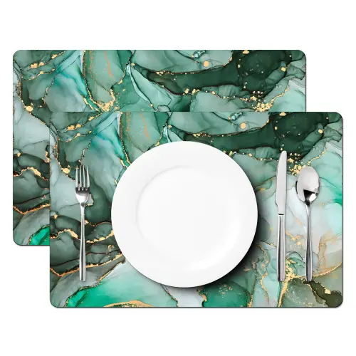 Goud - Marmer - Groen - Luxe - Marmerlook - Grijs Placemat vinyl groot -zzsfeer2_Kitchenyeah-website