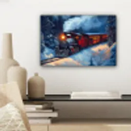 Trein - Kerst - Sneeuw - Kersttrein canvas 2cm klein -sfeer6